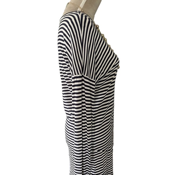 CAbi Boat Stripes Navy/White Nautical Asymmetrical Long Sleeve Tee - Picture 4 of 9